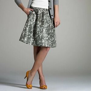 J Crew Belle Rose Print 100% Silk Taffeta Skirt 6